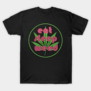 Eat Sleep 420 Cannabis Pot Leaf Gift Tee Weed Bong T-Shirt